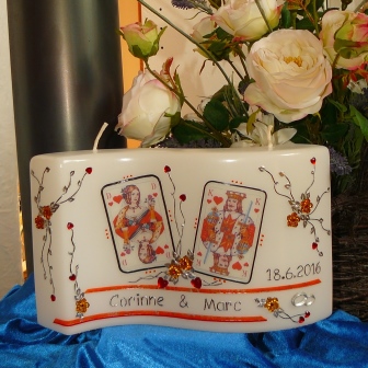 Hochzeitskerze Spezial Poker & Strassblüten